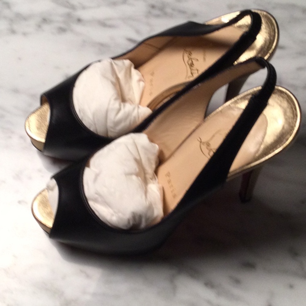 Black and Gold Women's Slingback Heels